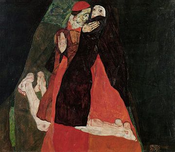 Kardinal und Nonne (Liebkosung), Egon Schiele
