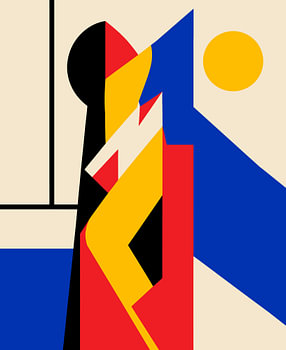 Verschleierte Frau – Abstrakte Figur im Bauhaus-Stil