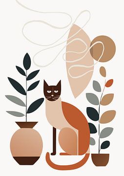 Still life with cat (01), Boho, Retro by Sabine Minten