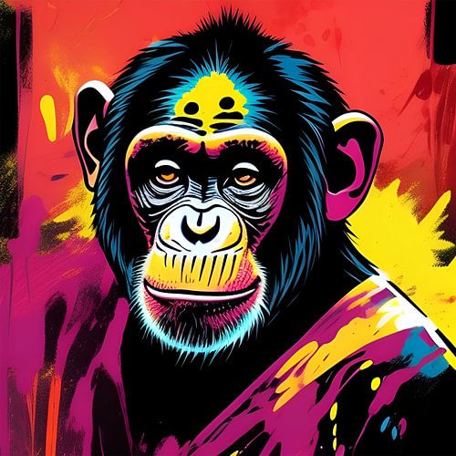 Jungle Joy, een vrolijk apen portret van een chimpansee