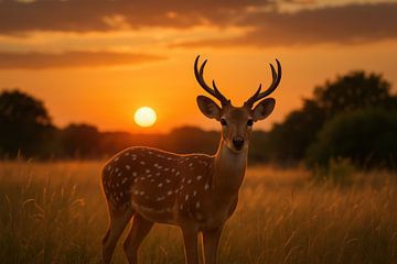 Stag in golden evening light by Imperial Art House