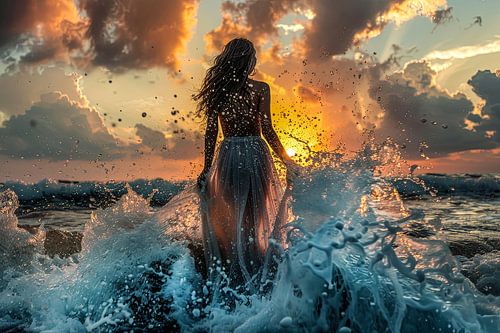 bruid in de branding