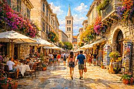 Zadar in Croatia, an impressionist painting. by Gallery Hoppenbrouwers