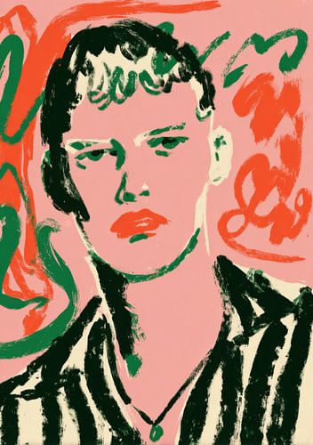 Abstract portret van een jonge man