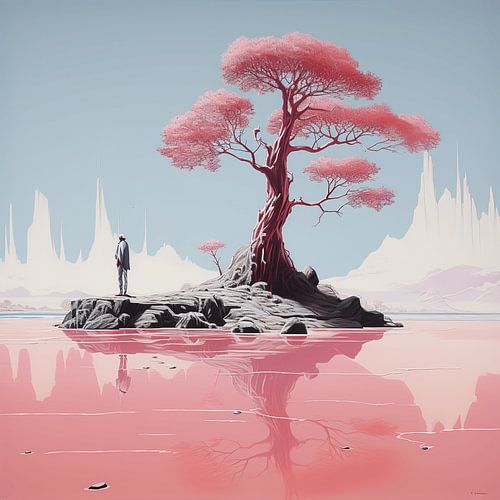 Het roze boom eiland