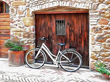 White Bicycle Pienza Tuscany by Dorothy Berry-Lound