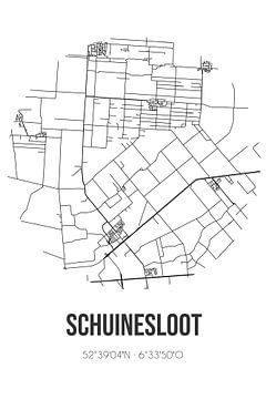 Schuinesloot (Overijssel) | Landkaart | Zwart-wit van Rezona