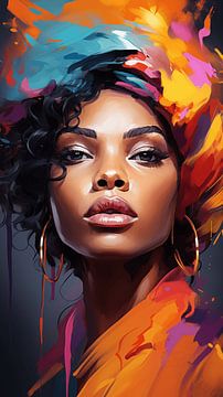 Portret van een Afrikaanse vrouw met make-up pop art ontwerp verticaal van Animaflora PicsStock