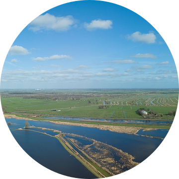 Zwarte Water rivier hoge waterstand overstroming bij Hasselt drone view van Sjoerd van der Wal Fotografie