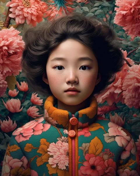 Colourful fine art portrait of an Asian girl by Carla Van Iersel