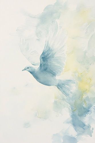 Serene aquarel van vliegende vogel