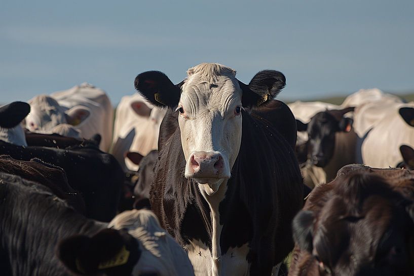 Vache noire et blanche dans un troupeau par Imperial Art House