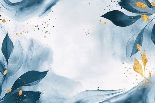 Feuilles d'or sur fond bleu