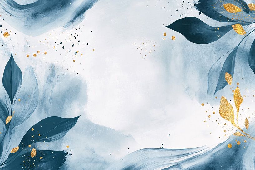 Feuilles d'or sur fond bleu par Imperial Art House