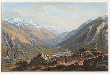 Uitzicht vanaf de voet van Lucmanier richting Sainte Marie en de Medelsvallei, Johann Ludwig Bleuler