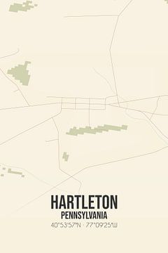 Vintage landkaart van Hartleton (Pennsylvania), USA. van Rezona