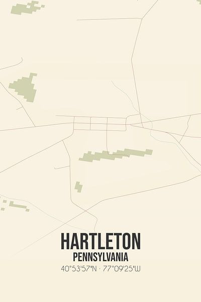 Carte ancienne de Hartleton (Pennsylvanie), USA. par Affiches de lieux