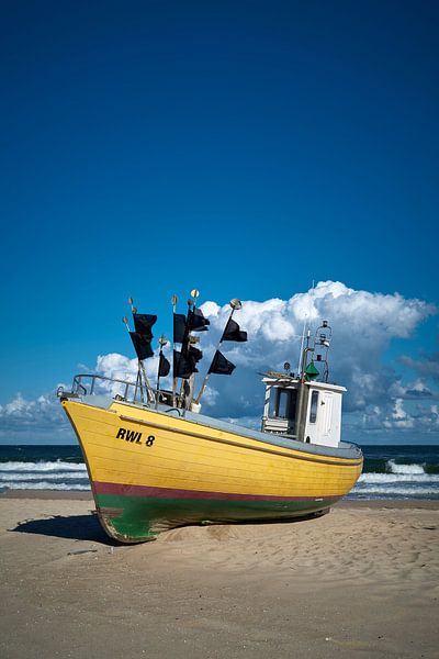 Fishing boat on the beach of the Polish Baltic coast by Heiko Kueverling