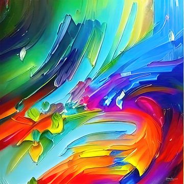 kleurrijk schilderij met verfstreken. van Patrick Gelissen