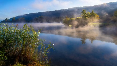 Ambiance mystique au lac Kratzmühl par un matin brumeux