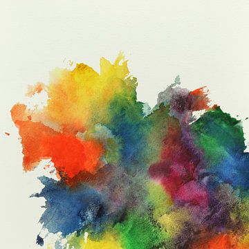 Paint stain in rainbow colours (cheerful abstract watercolour painting colourful tough male rugged)) by Natalie Bruns