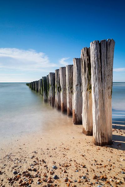 wooden breakwater on the beach along the Dutch coast near Burgh-Haamstede by gaps photography