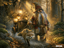 Gnome mit Fuchs im Wald