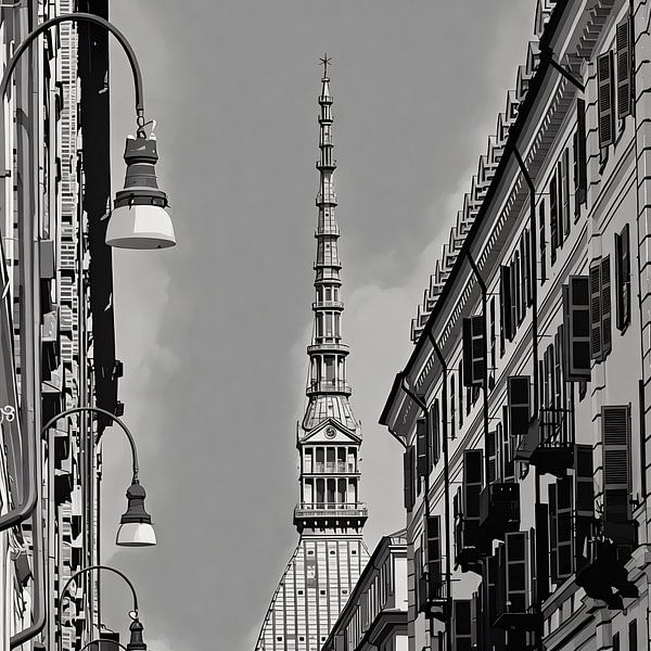 Stadtansicht einer historischen Turmspitze von Sergio Pazzano