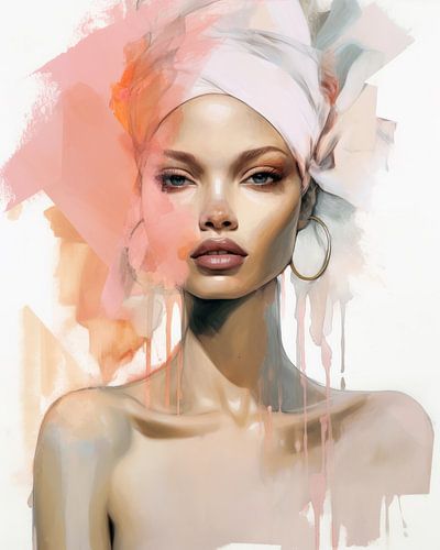 Modern portret in pastelkleuren