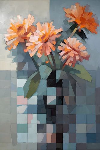 Nature morte Fleurs pixels