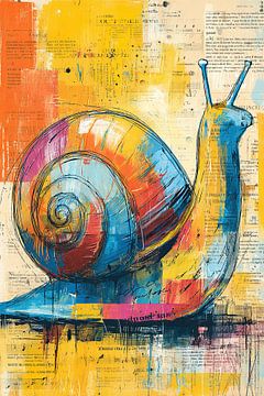 Slak met Spiraalvorm van Abstract Schilderij