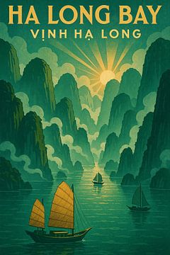 Ha Long Bay Sonnenaufgang Majestät - Kalksteinspitzen & Smaragd Wasser