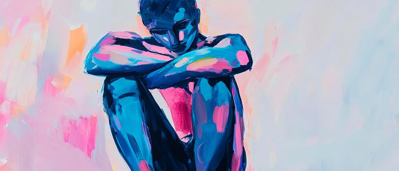 Einsamer Mensch in kräftigen Farben von Poster Art Shop