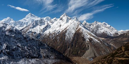 View of the village of Samdo, located on the Manaslu circuit in Nepal