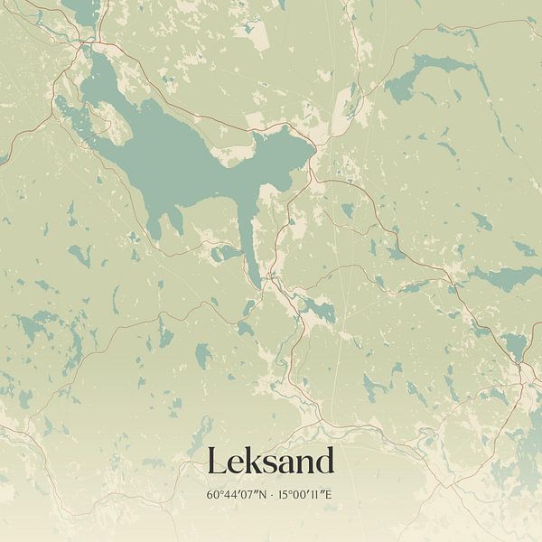 Vintage map of Leksand, Sweden. by Prints of Place