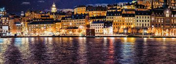 Nachtpanorama Stockholm van FotoSynthese