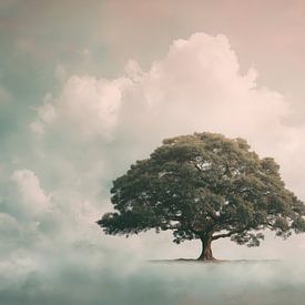 Einsame Eiche in den Wolken von Lauren Wilde