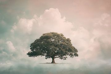 Einsame Eiche in den Wolken von Lauren Wilde