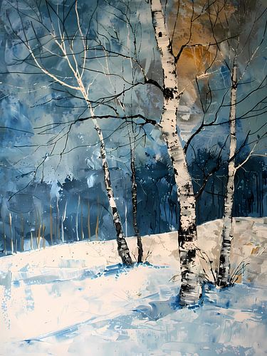 Berkenbomen in de winter