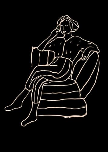 Illustration : portrait moderne en noir et blanc