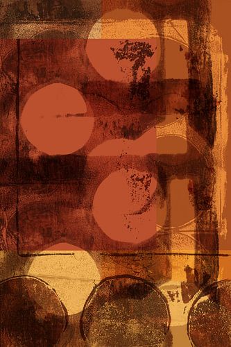 Rustieke abstracte geometrische kunst in warme tinten. Herinneringen.