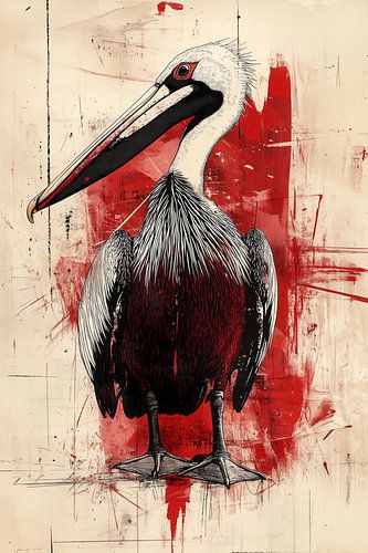Pelican in Raw Expression Abstract Portrait