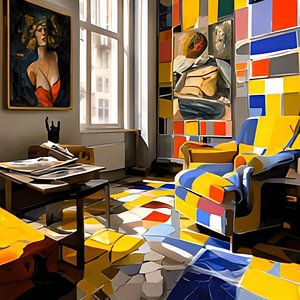 La chambre en rouge jaune bleu