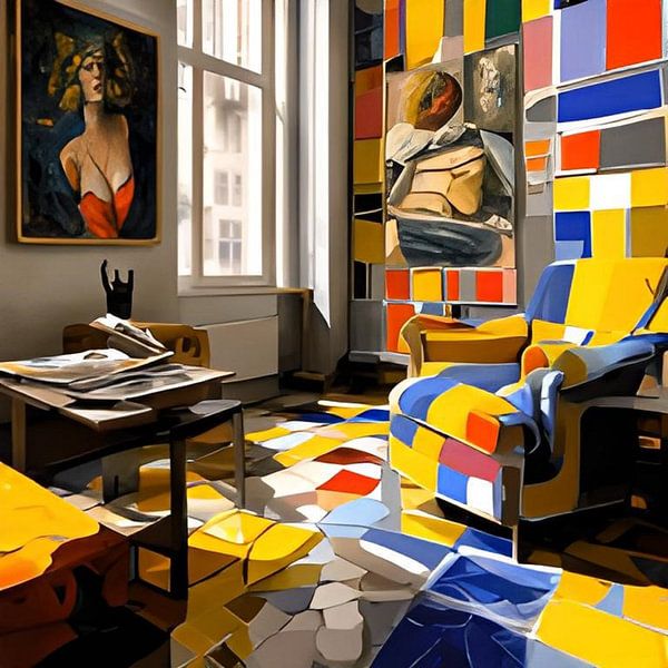 De kamer in rood geel blauw van Gert-Jan Siesling