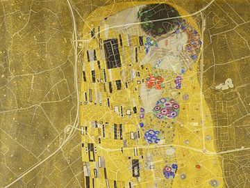 Kaart van Uden met de Kus van Gustav Klimt van Map Art Studio