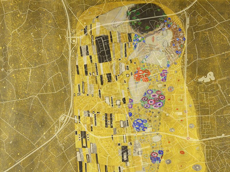 Map of Uden with the Kiss by Gustav Klimt by De Kaartenwinkel