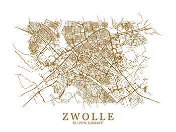 Gestylter Stadtplan von Zwolle