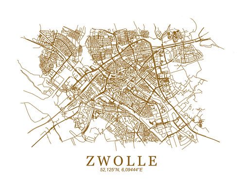 Gestylde plattgrond van Zwolle