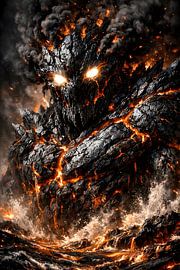 Illustration du monstre de roche volcanique Magma Titan sur Faheem Beigh