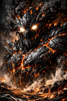 Illustration du monstre de roche volcanique Magma Titan